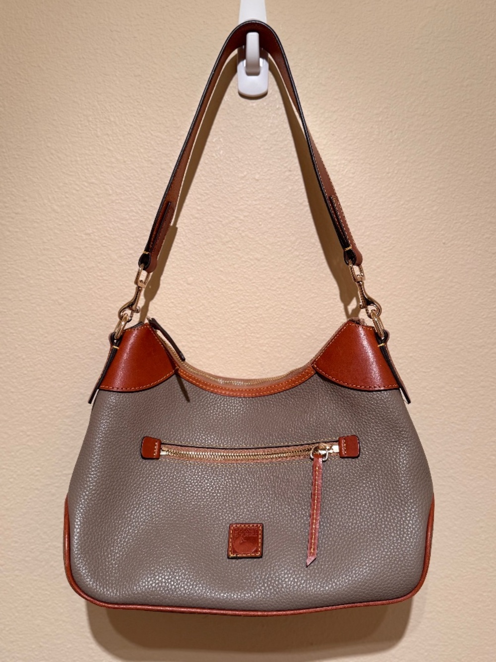 Dooney & Bourke Pebble Grain Small Hobo Bag - Taupe / British Tan